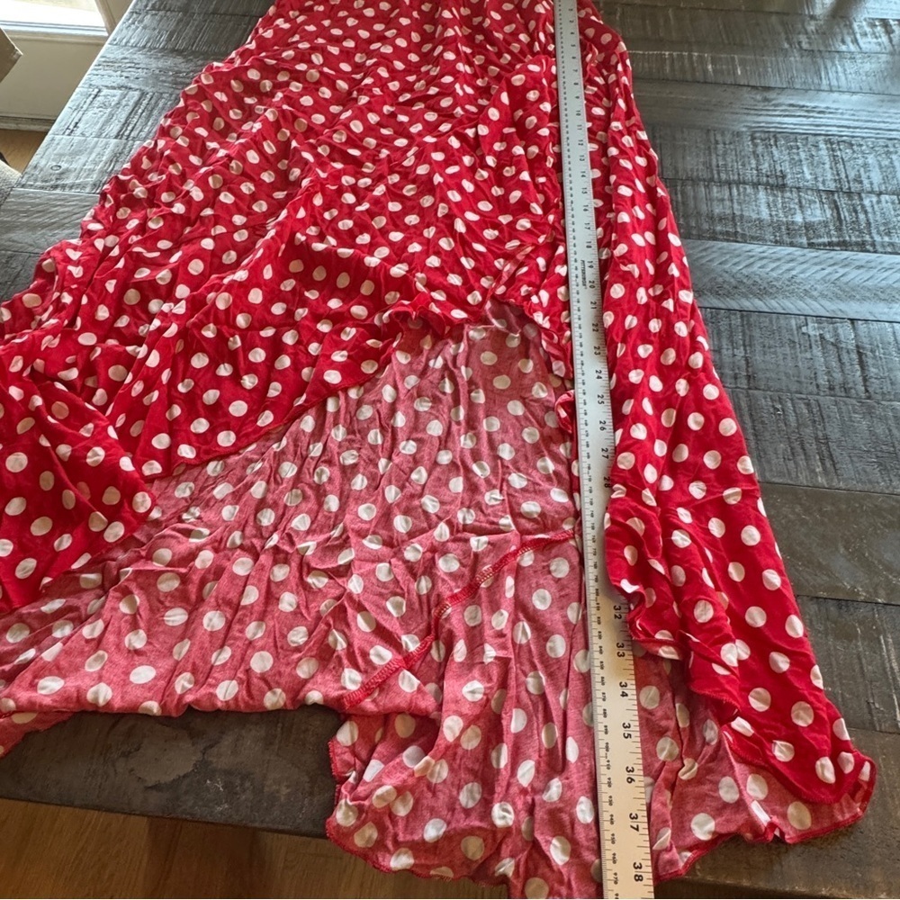 GRECERELLE Women’s V-Neck Wrap Maxi Dress 2XL Red & White Polka Dot Boho NWT - Picture 5 of 14